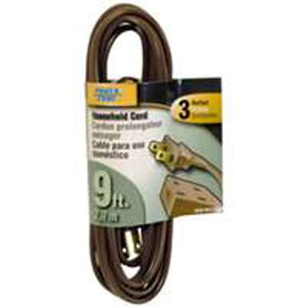 POWERZONE OR670609 Extension Cord 9 Ft 16/2 SPT-2 Brown