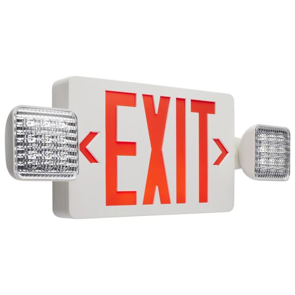 SATCO 67-121 Emergency Exit Sign Combination Red 90 Min Dual Head Universal Mounting