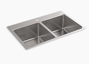 31465-1-NA 33 Inch Double Equal Top/Undermount Kitchen Sink
