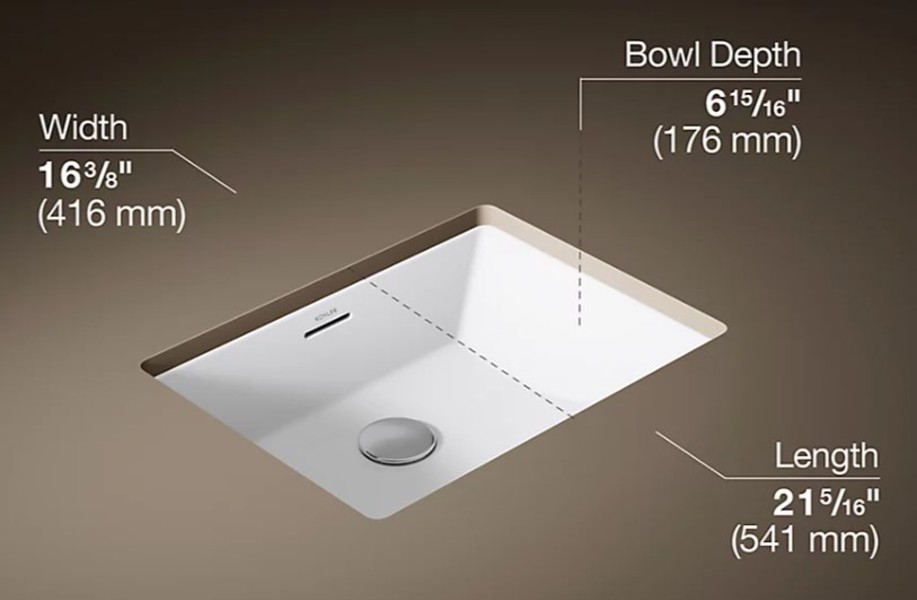 Kohler 21058-0 Rectangular Undermount Lavatory Sink 21-1/4 Inch Brazen