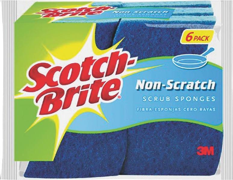 3M 526 Scrub Sponge Non Scratch Multi Purpose 6 Pack Cellulose Blue