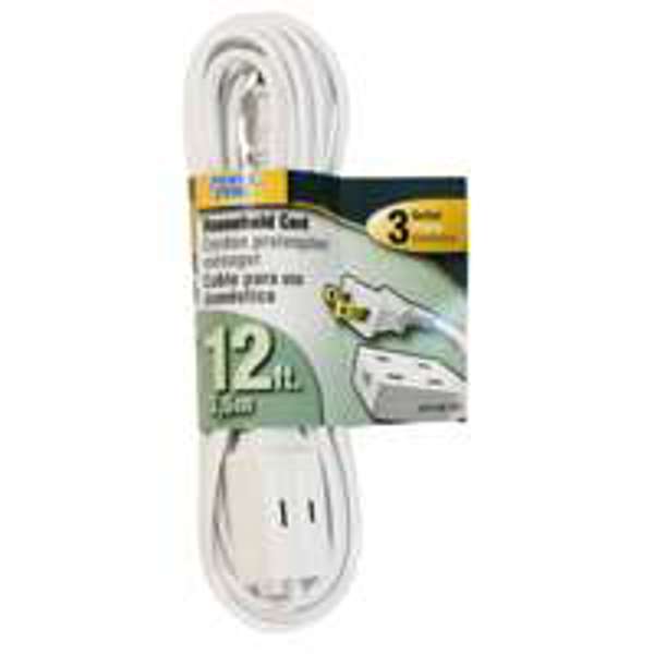 POWERZONE OR660612 Extension Cord 12 Ft 16/2 SPT-2 White