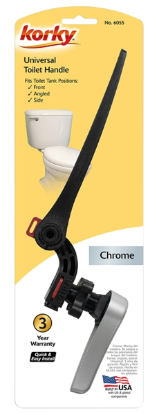 KORKY 6055BP Toilet Flush Handle Front Neo Angle Side Mounting 8 In Flush Arm Metal/Plastic Chrome