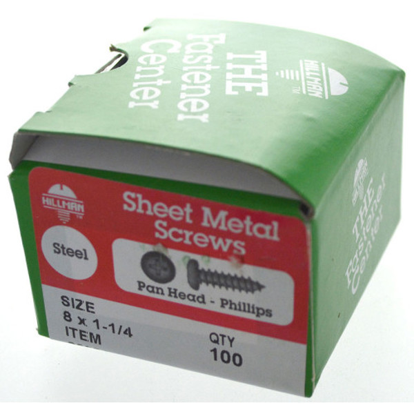 Hillman Group 80051 Zinc Plated Steel Sheet Metal Screws 8X1 1/4 In