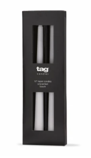 TAG G17605 Set of 4 Taper Candles 12 Inch White