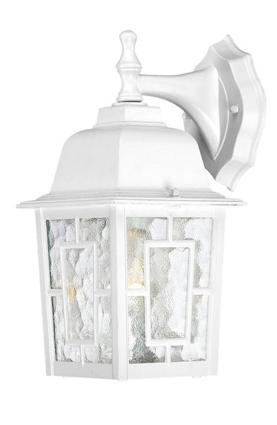 Satco 60-4921 Outdoor Wall Light 1-Lt White Finish with Clear Water Glass