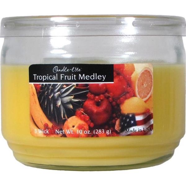 Candle-Lite 1879099 Candle Jar 10 Oz Tropical Fruit Medley Scented Clear Glass Jar