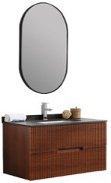 BAMERICA 03-03-456 Vanity Bathroom 36 In Ceramic Basin MDF with PVC Film