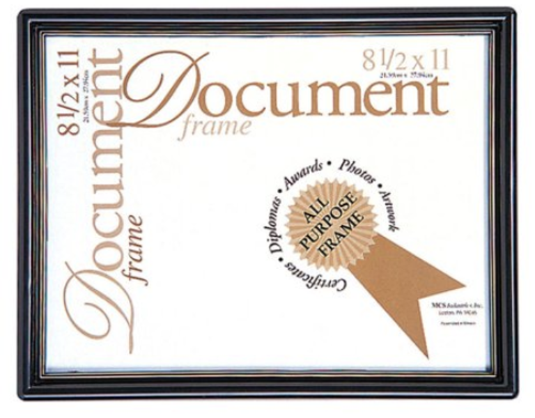 MCS FRAMES 70299 Contour Document Frame 8.5x11 In Black