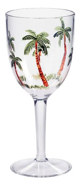 MERRITT INTERNATIONAL, INC 25430 Wine Glass Set 8 In Acrylic Tropical Palm Tree Design