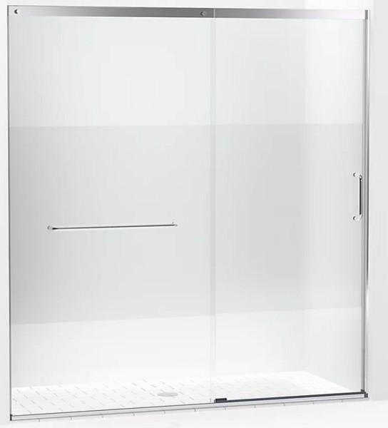 Kohler 707617-8G81-SH Sliding Shower Door 75-1/2 X 68-1/4 - 71-5/8 In Crystal Clear Glass with Privacy Band
