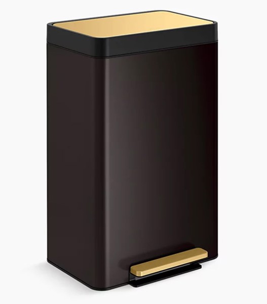 Kohler 20940-BSB Modern Trash Can 13 Gal Capacity Black Stainless and Brushed Brass
