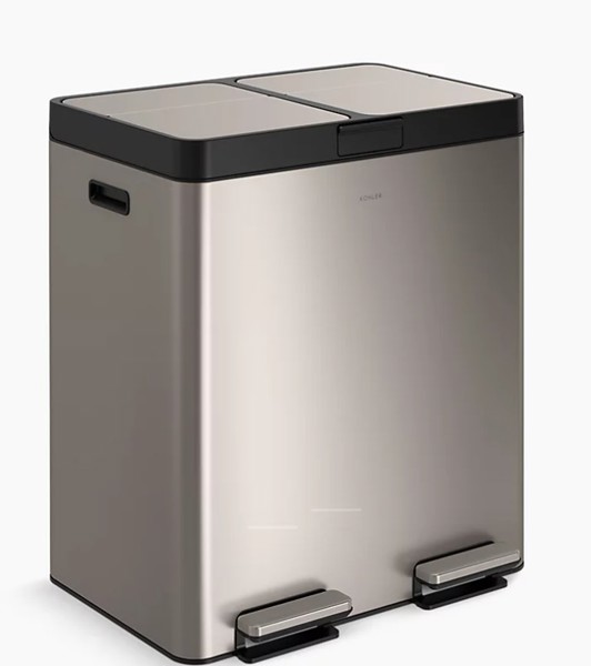 Kohler 23828-ST Dual Bin Step Trash Can 82 L Stainless Steel