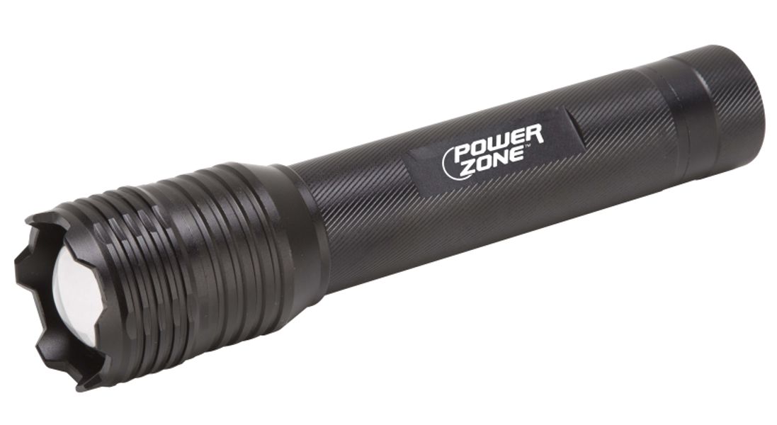 POWERZONE 12106 Tactical Flashlight LED 1000 Lumens AA Battery Black