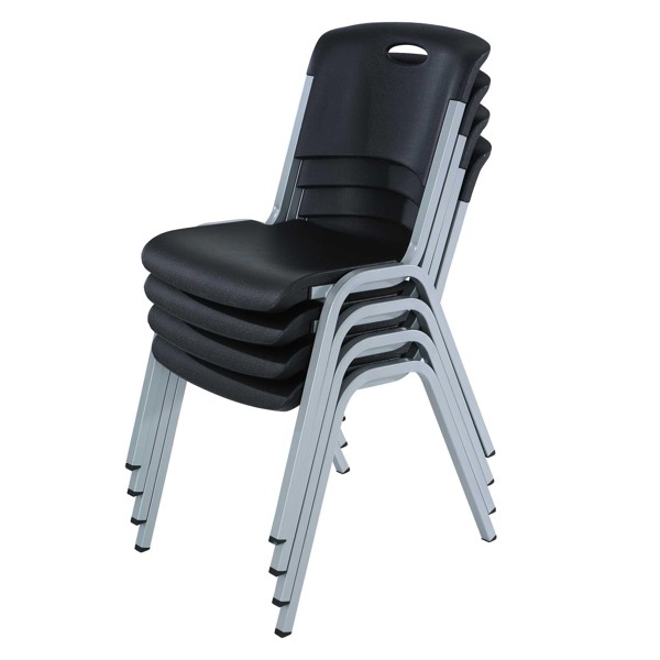 Lifetime Brands 80870 Stacking Chair High Density Polyethylene Black UV-Protected