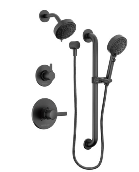 Delta Faucet PTT24247-BL Shower Kit with Handheld ADA Grab Bar Matte Black