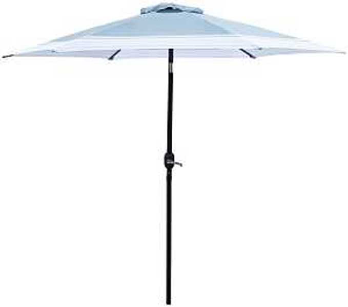 Seasonal Trends 5935804 Tilt/Crank Umbrella 94.4X106.2 In Polyester Blue/White Black Frame