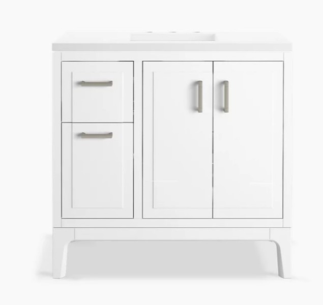 Kohler 33553-ASB-0 Vanity with Sink and Quartz Top 36 In Double Door and Two Drawers