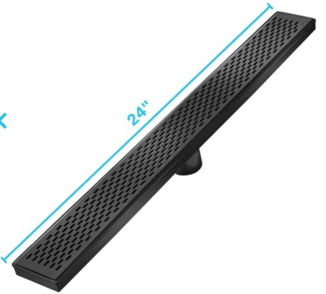QM DRAIN 33.300.24 Linear Drain Standard Length Plain Edge Black
