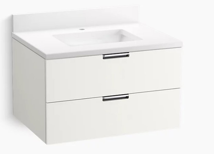 Kohler 34654-0 Wall Hung Vanity 31 In White with Sink and Quartz Top 11.2 Qt