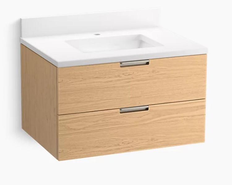 Kohler 34654-WEK Wall-Hung Vanity 31 Inch Light Oak with Sink and Quartz Top