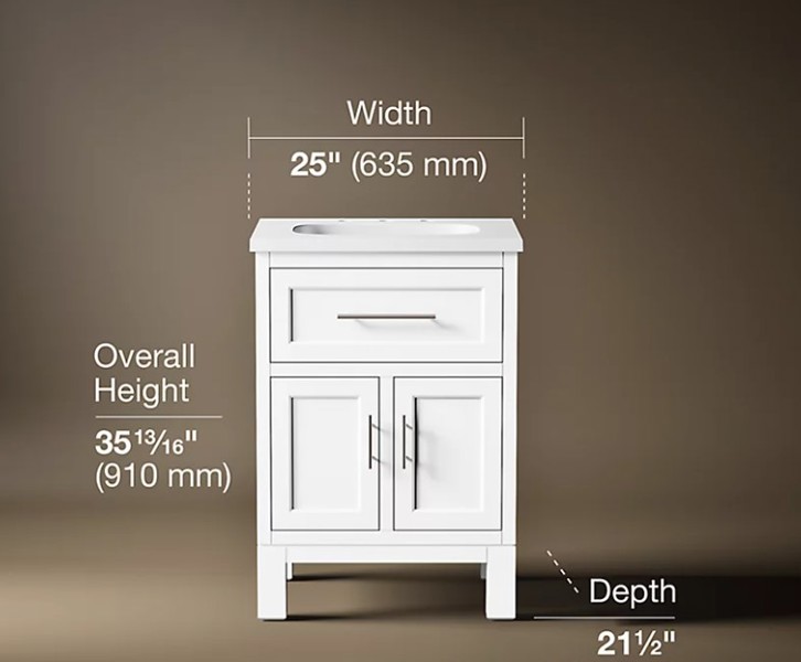 Kohler 28379-ASB-0 Vanity 24 Inches with Sink and Quartz Top