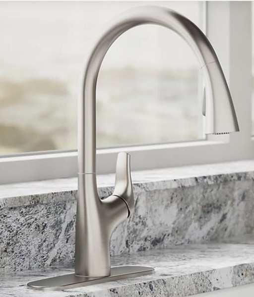 Kohler R33300-VS Pull Down Kitchen Faucet Vibrant Stainless with Two-Function Sprayhead