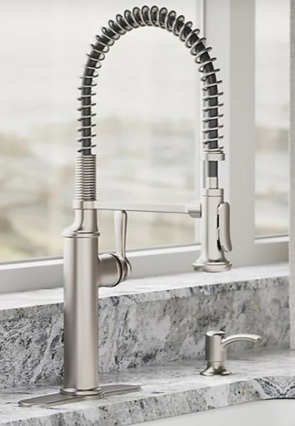 Kohler R10651-SD-VS Semi-Professional Kitchen Sink Faucet Vibrant Stainless Steel with Soap/Lotion Dispenser
