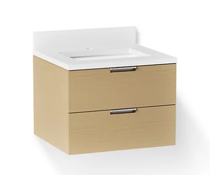 Kohler 34653-WEK Wall-Hung Vanity 25 In Light Oak with Sink and Quartz Top