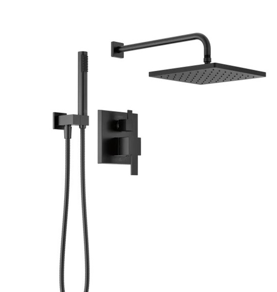 Delta Faucet 342701-BL Modern Monitor 14 Series Shower Kit Matte Black with Raincan Hand Shower and Rough Valve