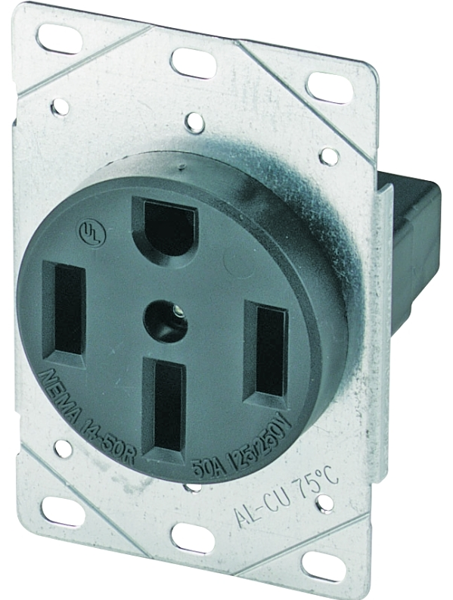 EATON-COOPER WIRING AH1258BK-F Power Receptacle 50A 250V 4 Wire 3 Pole