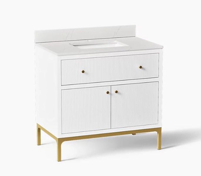 Kohler 32760-0 Vanity Set 36 In X 23-5 In Cabinet with Sink and Quartz Top Calpa