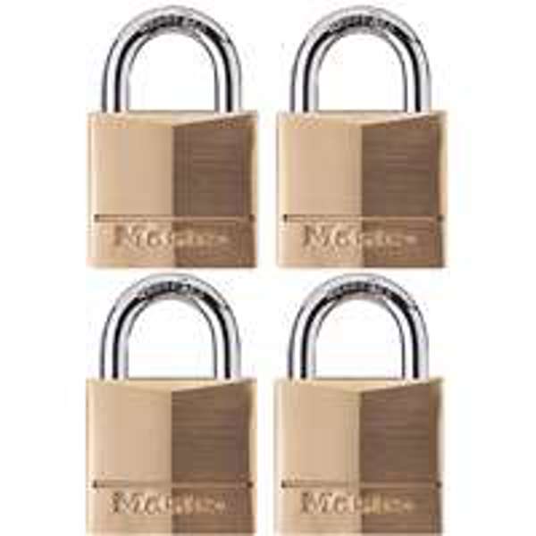 Master Lock 140Q Brass Padlock 1-9/16 In 4 Pack Keyed Alike