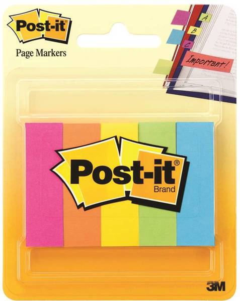3M 670-5AF Assorted Page Markers 50 Sheets 1/2 In x 2 In