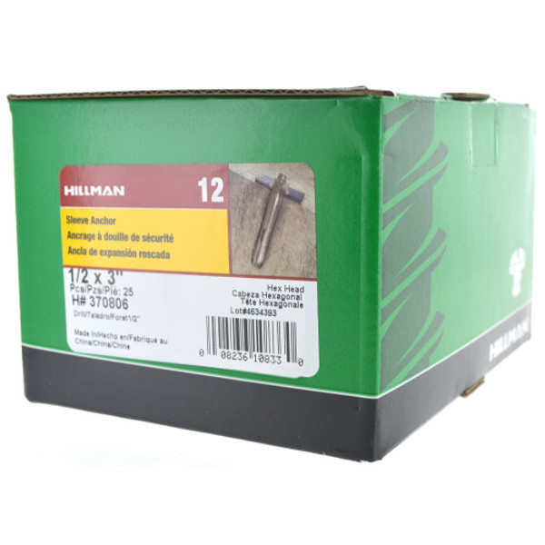 Hillman Group 370806 Sleeve Anchor 1/2 In x 3 In
