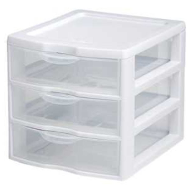 Sterilite 20738006F Small Drawer Unit 3-Drawer Plastic 7-1/4 In