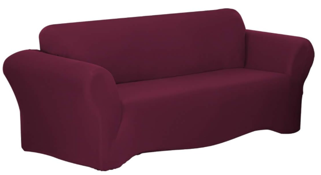 Madison JER-LOVE-RU Slipcover Love Seat Stretch Soft Jersey Knit Burgundy