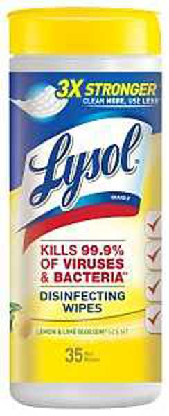 Reckitt Benckiser 1920081145 Citrus Disinfectant Wipes Lemon Lime Blossom Clear