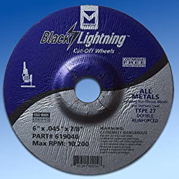 Mercer Abrasives 619040 Cutoff Wheel 6 In Thin High Speed Stainless Steel for All Metal Cutting