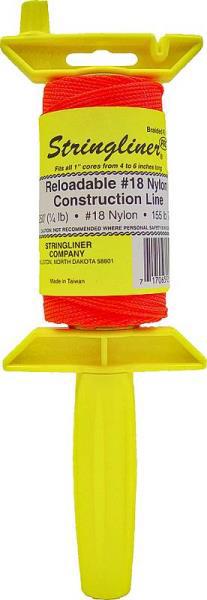 STRINGLINER BY U.S. TAPE CO 25159 Chalk Line Reel 1/8 In x 250 Ft Nylon Braided Fluorescent Orange