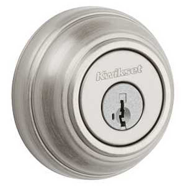 Kwikset 980 / 99800-123 Single Cylinder Deadbolt Metal 2-3/8 In Backset Satin Nickel