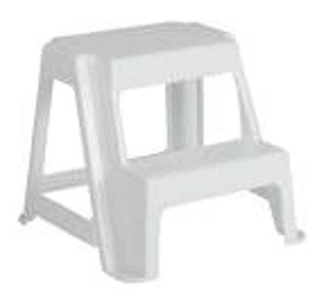 Kennedy International 2 Step Stool White Durable Plastic Lightweight Non Slip Design