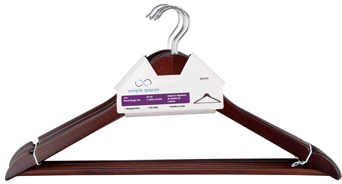 Homebasix HEA00040G Clothes Hanger 5 Piece Brown Mahogany