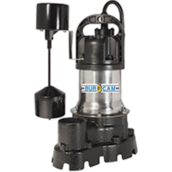 BUR-CAM PUMPS 300526 Sump Effluent Pump 1/2 Hp 5 Amps 115 Volts Iron