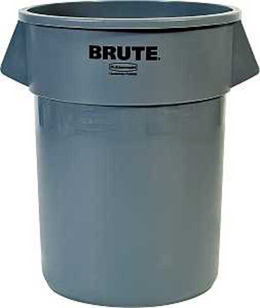 Rubbermaid 265588 Round Garbage Container 55 Gal Gray Venting Channels Without Lid