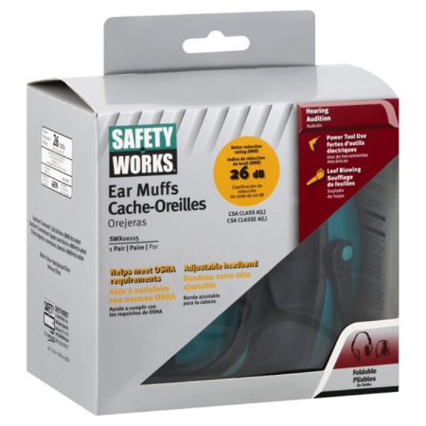 Safety Works SWX00115 Ear Muff 20DB PVC Adjustable Foldable Headband