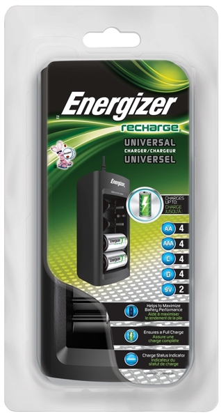 Energizer Battery CHFC Universal Charger 1.1A 12VDC Output for AA AAA C D Battery