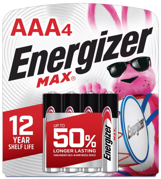 Energizer Battery E92BP-4 Alkaline Manganese Dioxide Zinc 4 AAA 1.5V 1250 mAh