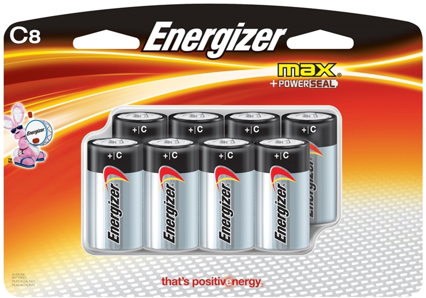 Energizer Battery E93BP8H Alkaline C Battery 8 Pack 1.5 Volt