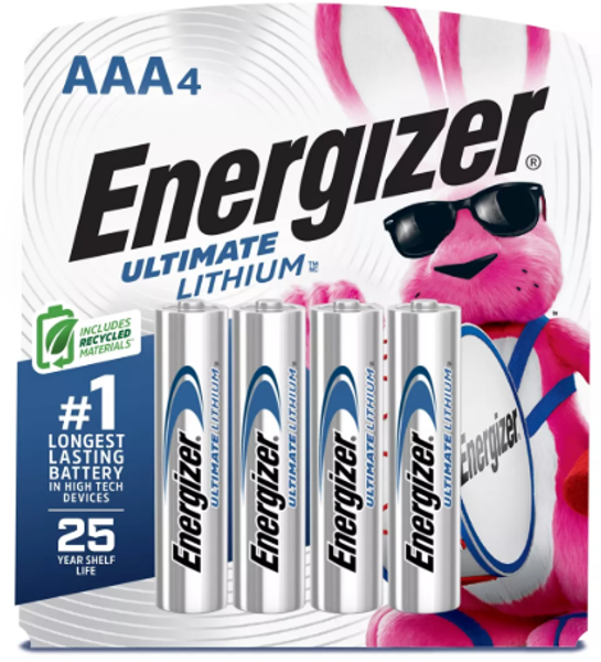 Energizer Battery L92SBP-4 AAA Battery 4 Pack 1.5V 1250 mAh Lithium Disulfide